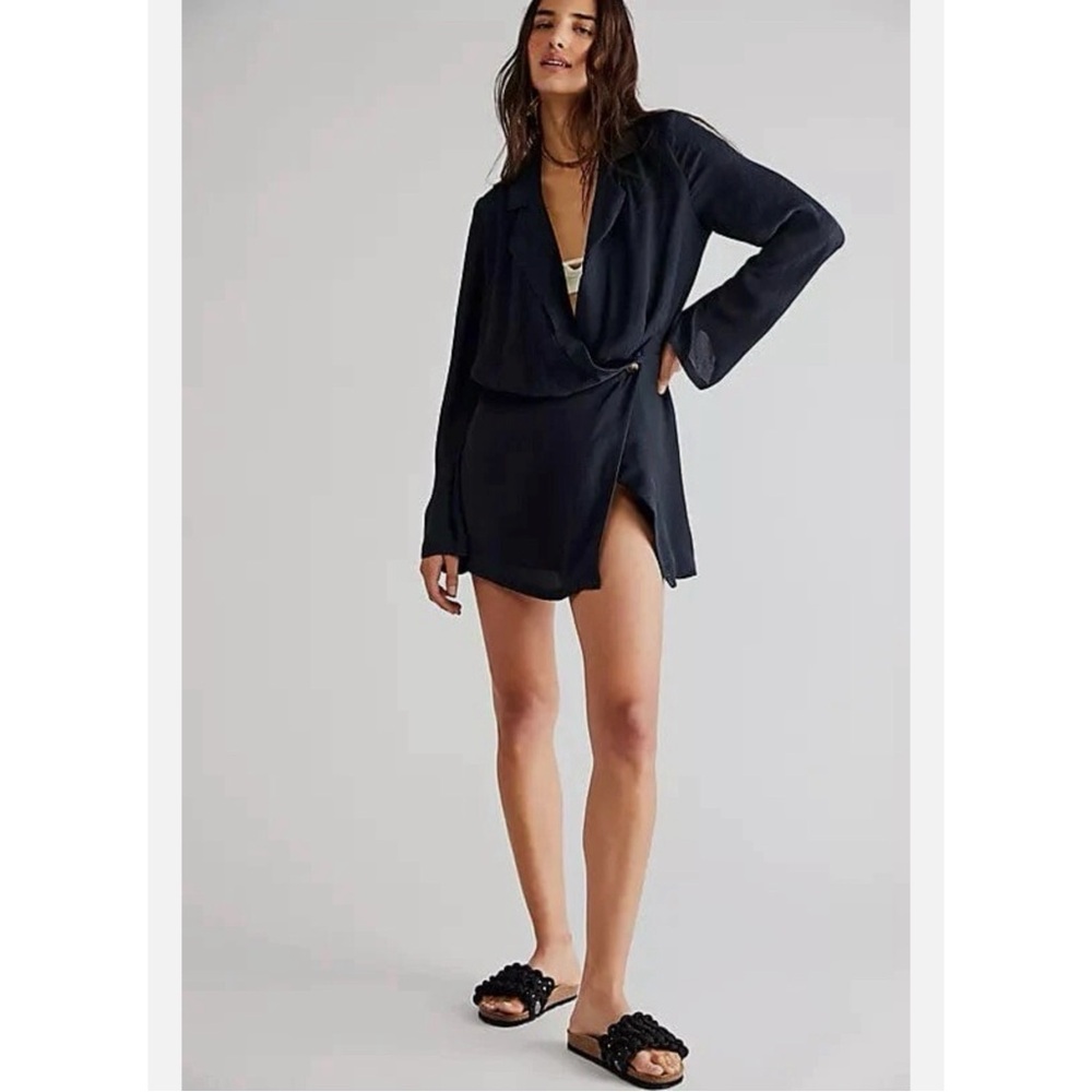 SOLD 🌈 NEW FREE PEOPLE SIMONE MINI BLACK BLAZER SUIT DRESS XS - Picture 9 of 16